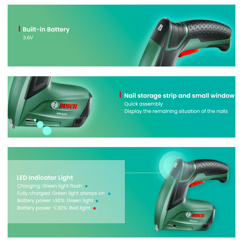 Bosch PTK 3.6 Li Cordless Nail - đánh giá và giá Woodworking Nails